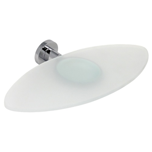 Wall Mounted Oval Frosted Glass Soap Holder Gedy 5118-13
